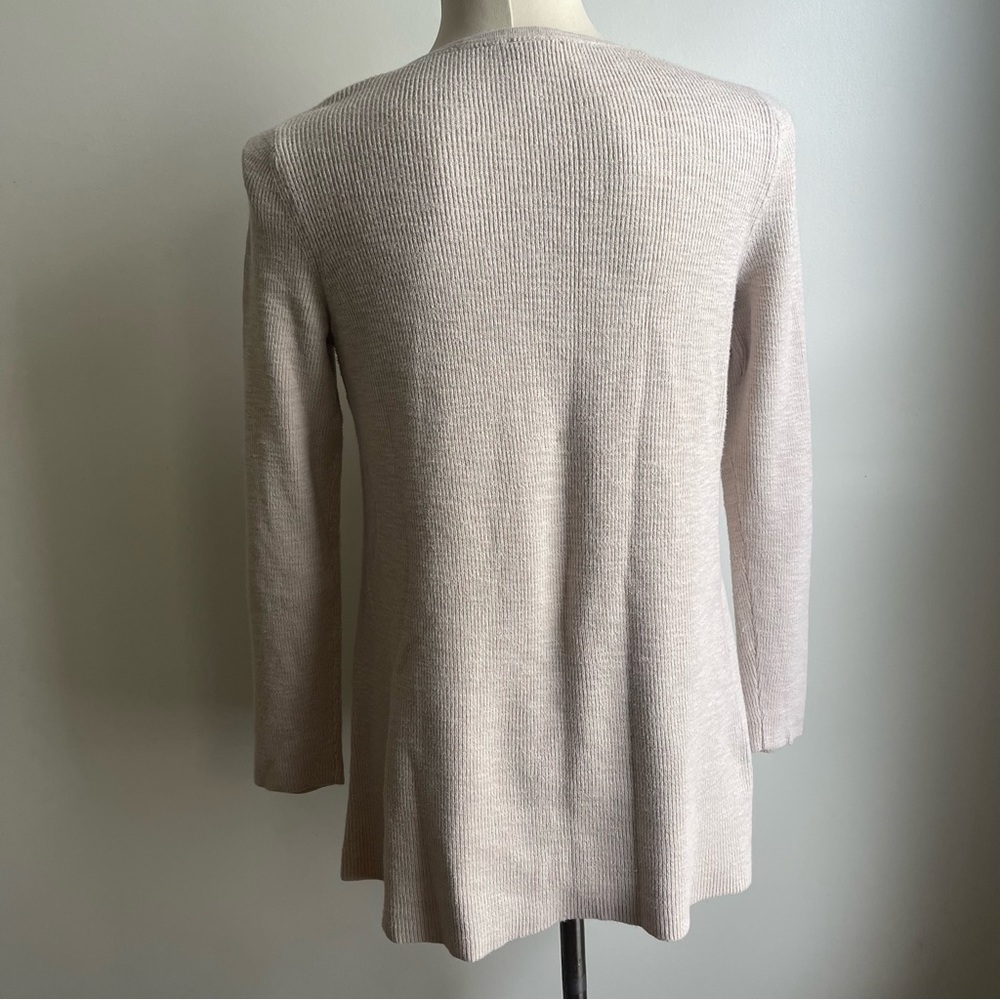 J. Jill Beige Cotton Ribbed Knit Sweater Tunic V-Neck Size Small Casual - Picture 3 of 7
